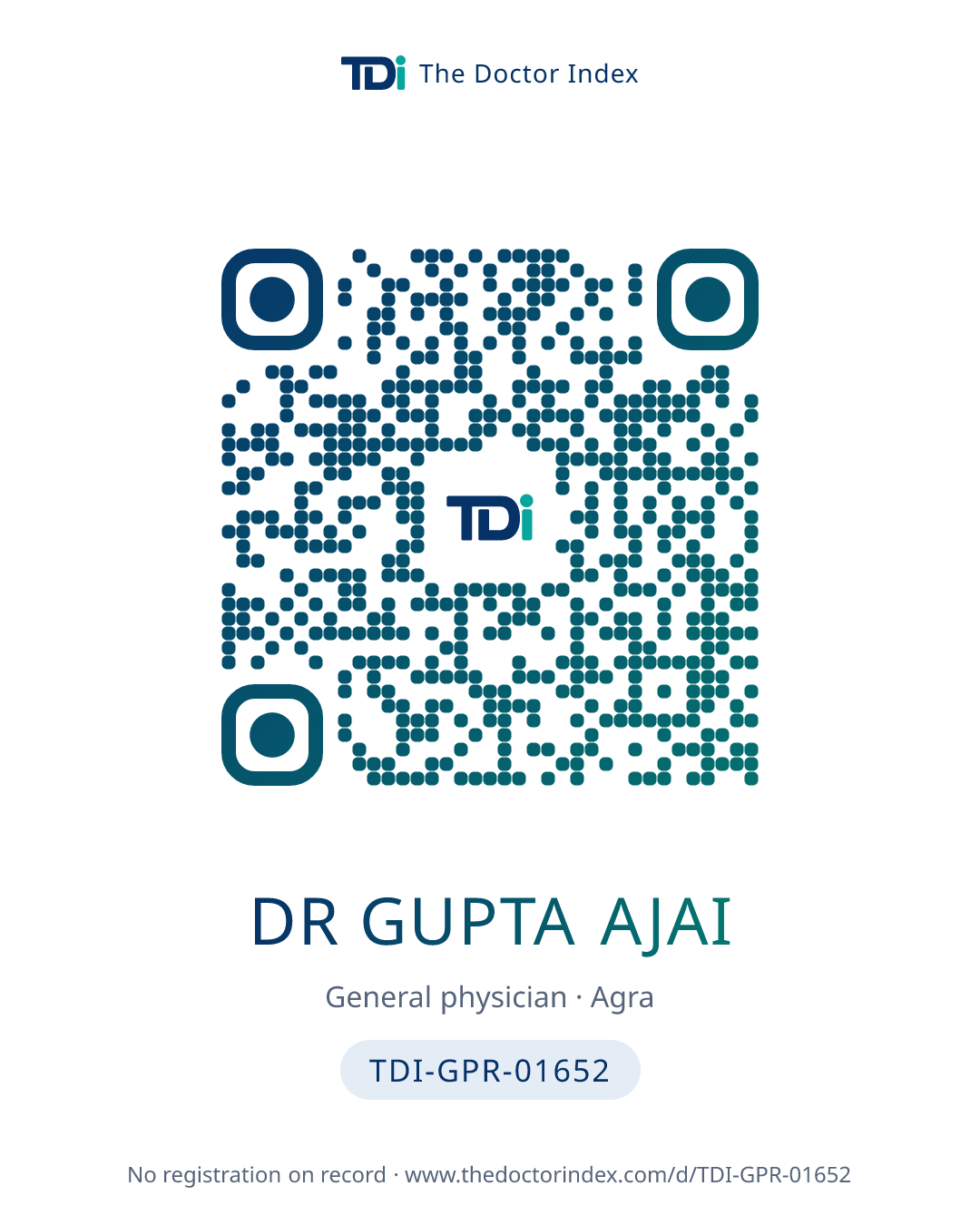 QR card for Dr Gupta Ajai, TDI-GPR-01652