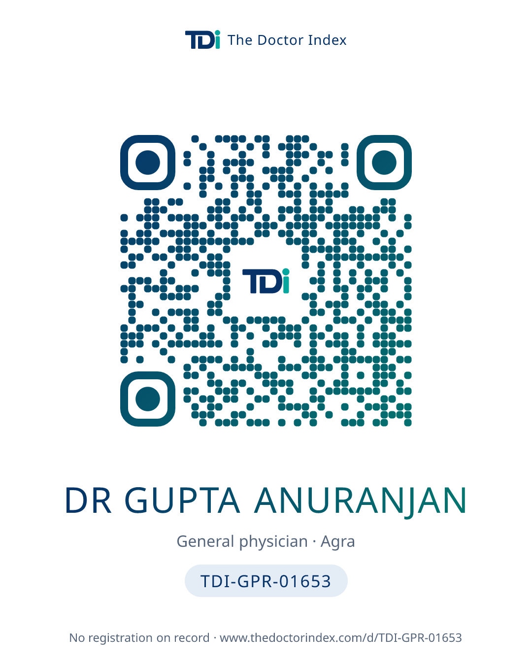 QR card for Dr Gupta Anuranjan, TDI-GPR-01653