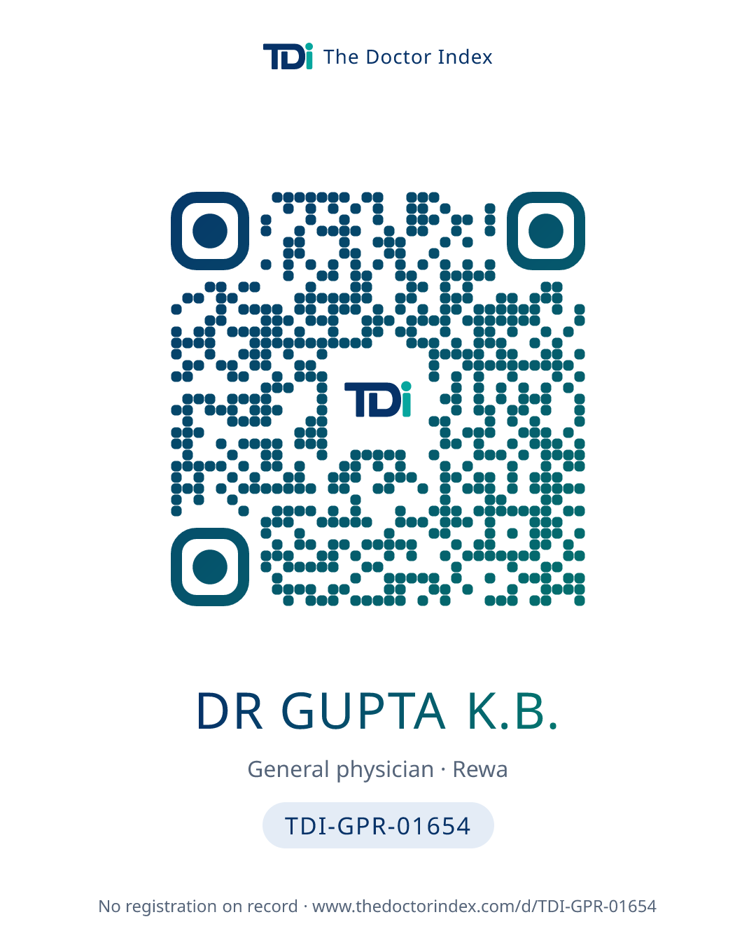 QR card for Dr Gupta K.B., TDI-GPR-01654