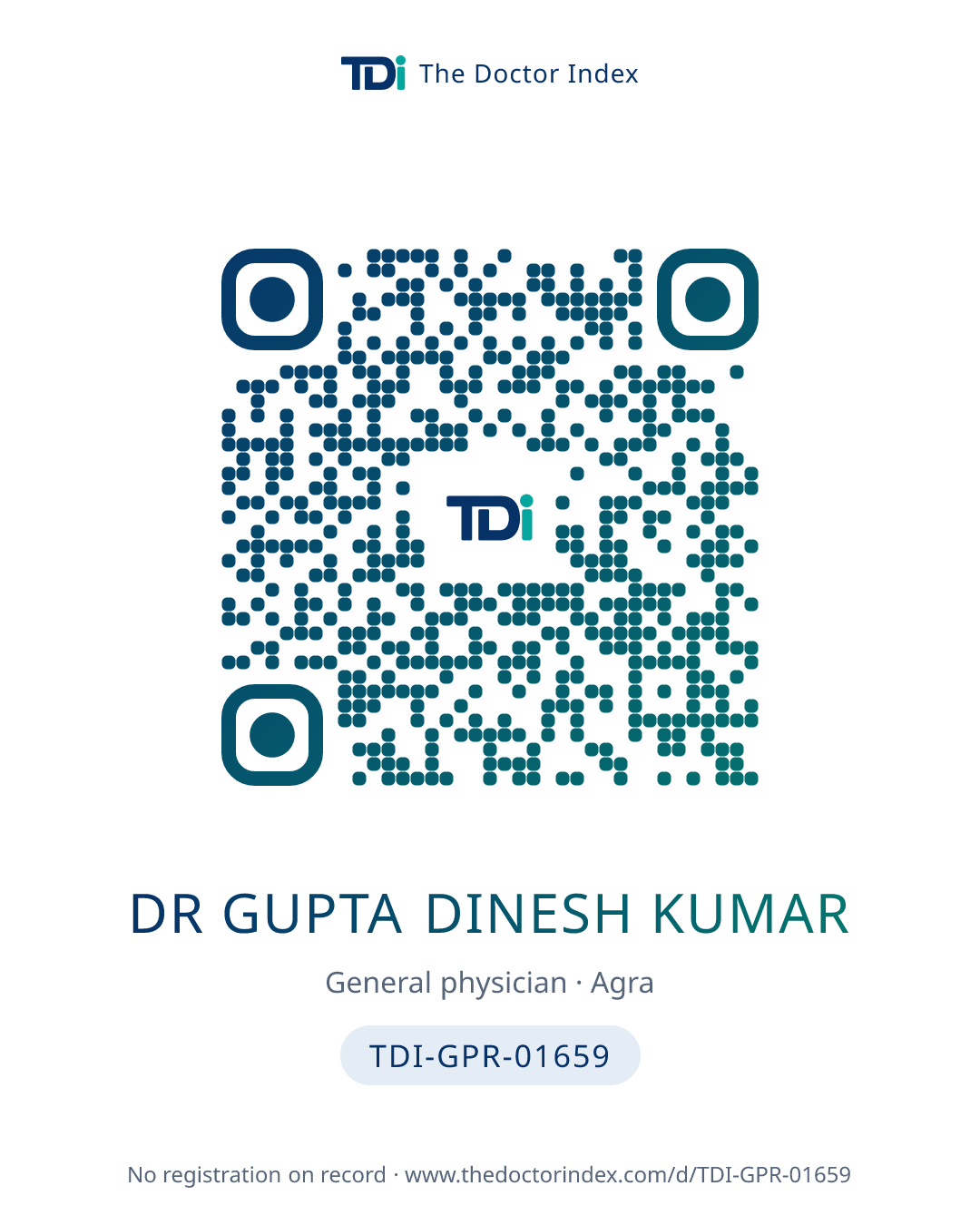 QR card for Dr Gupta Dinesh Kumar, TDI-GPR-01659