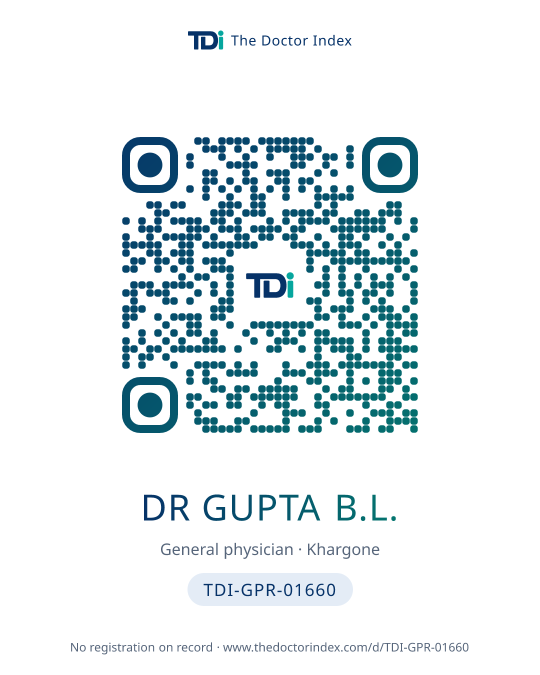 QR card for Dr Gupta B.L., TDI-GPR-01660