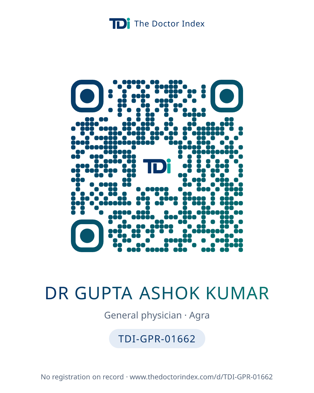 QR card for Dr Gupta Ashok Kumar, TDI-GPR-01662