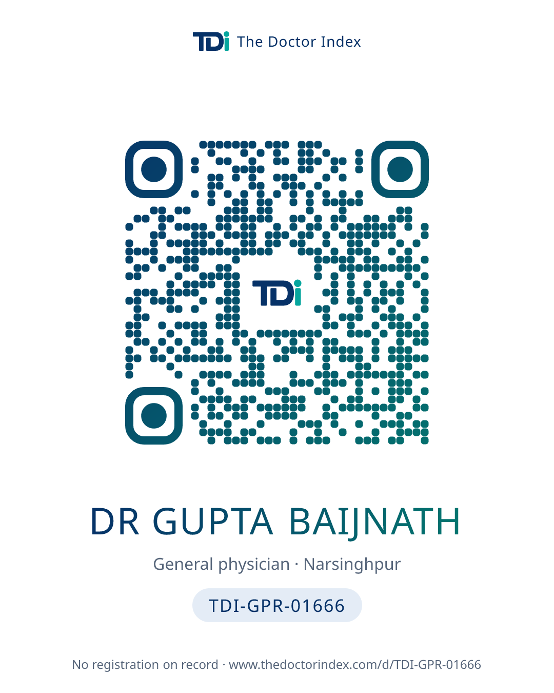 QR card for Dr Gupta Baijnath, TDI-GPR-01666