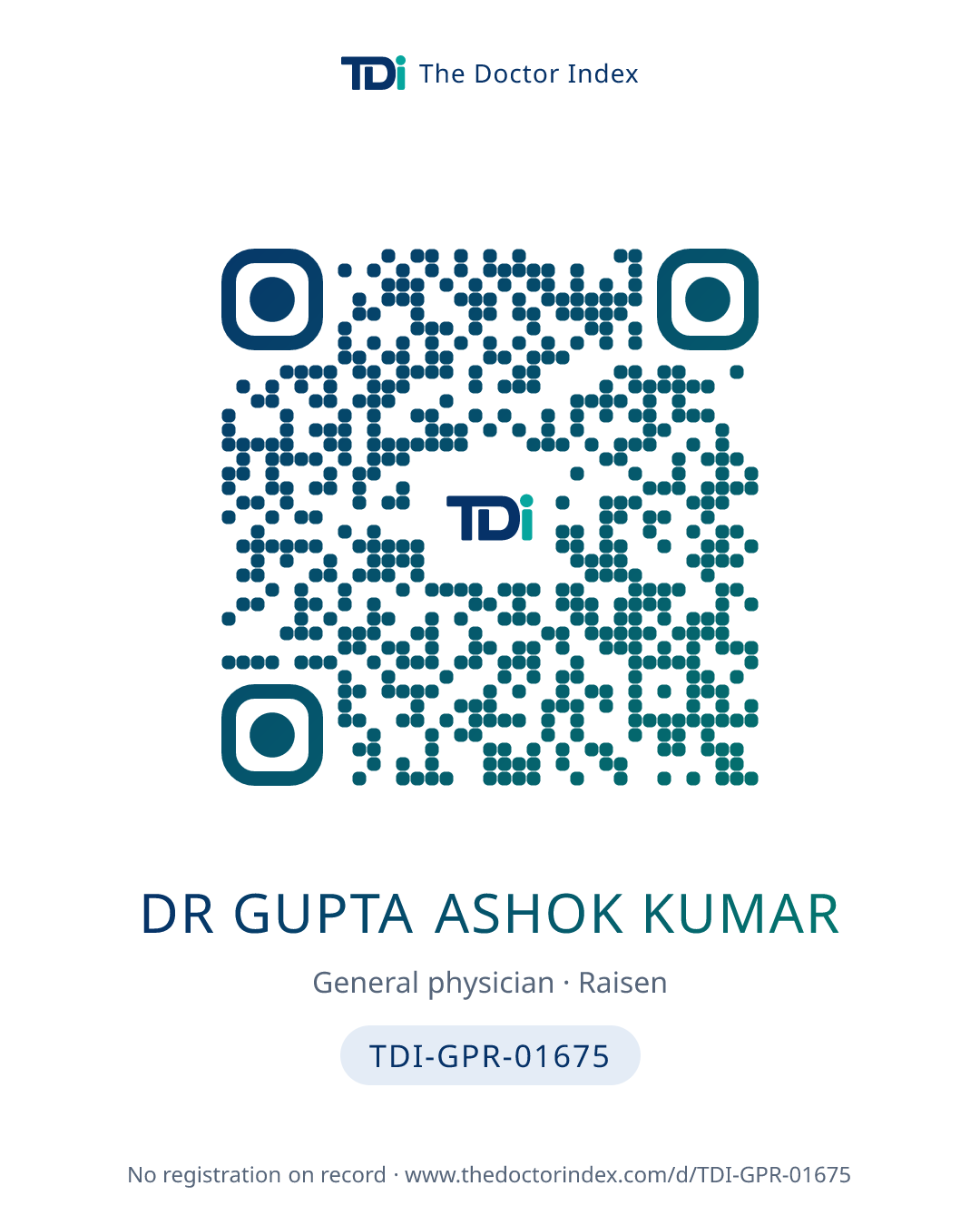 QR card for Dr Gupta Ashok Kumar, TDI-GPR-01675