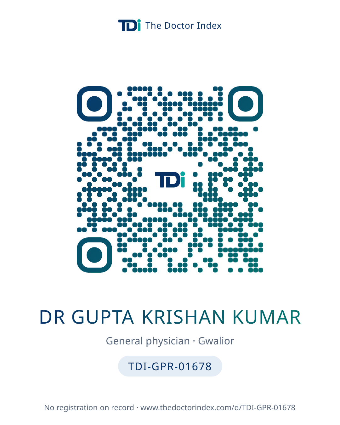 QR card for Dr Gupta Krishan Kumar, TDI-GPR-01678