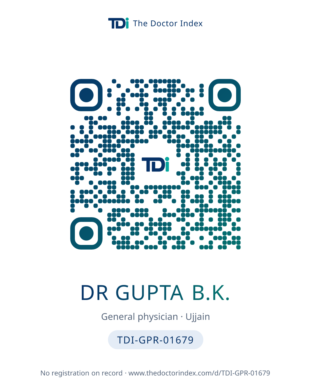 QR card for Dr Gupta B.K., TDI-GPR-01679