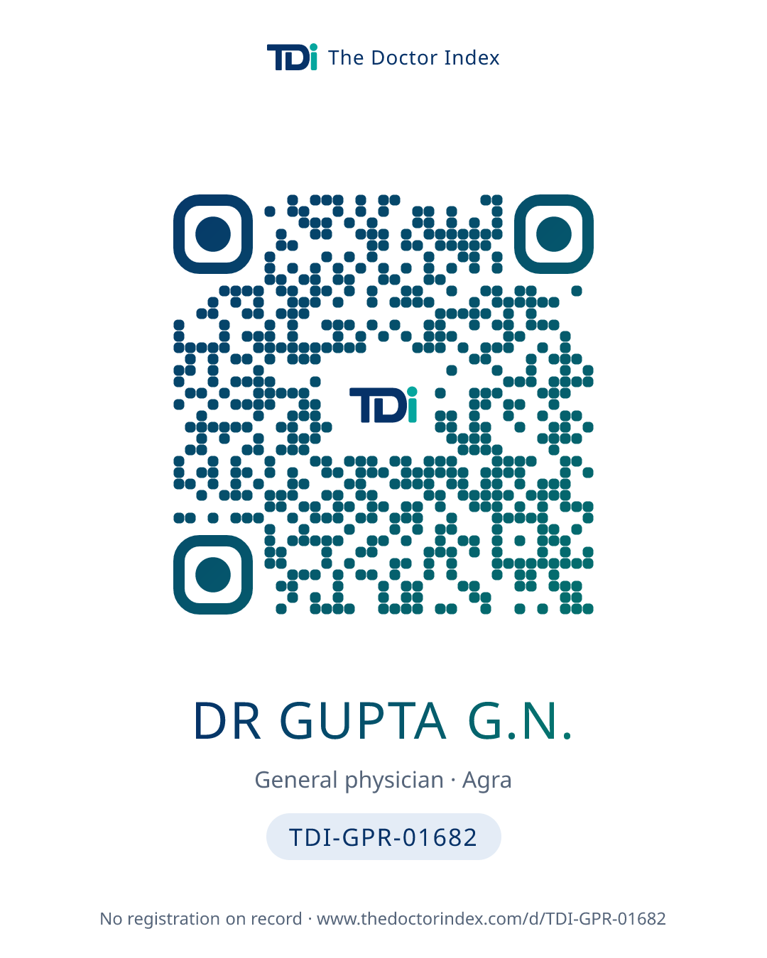 QR card for Dr Gupta G.N., TDI-GPR-01682