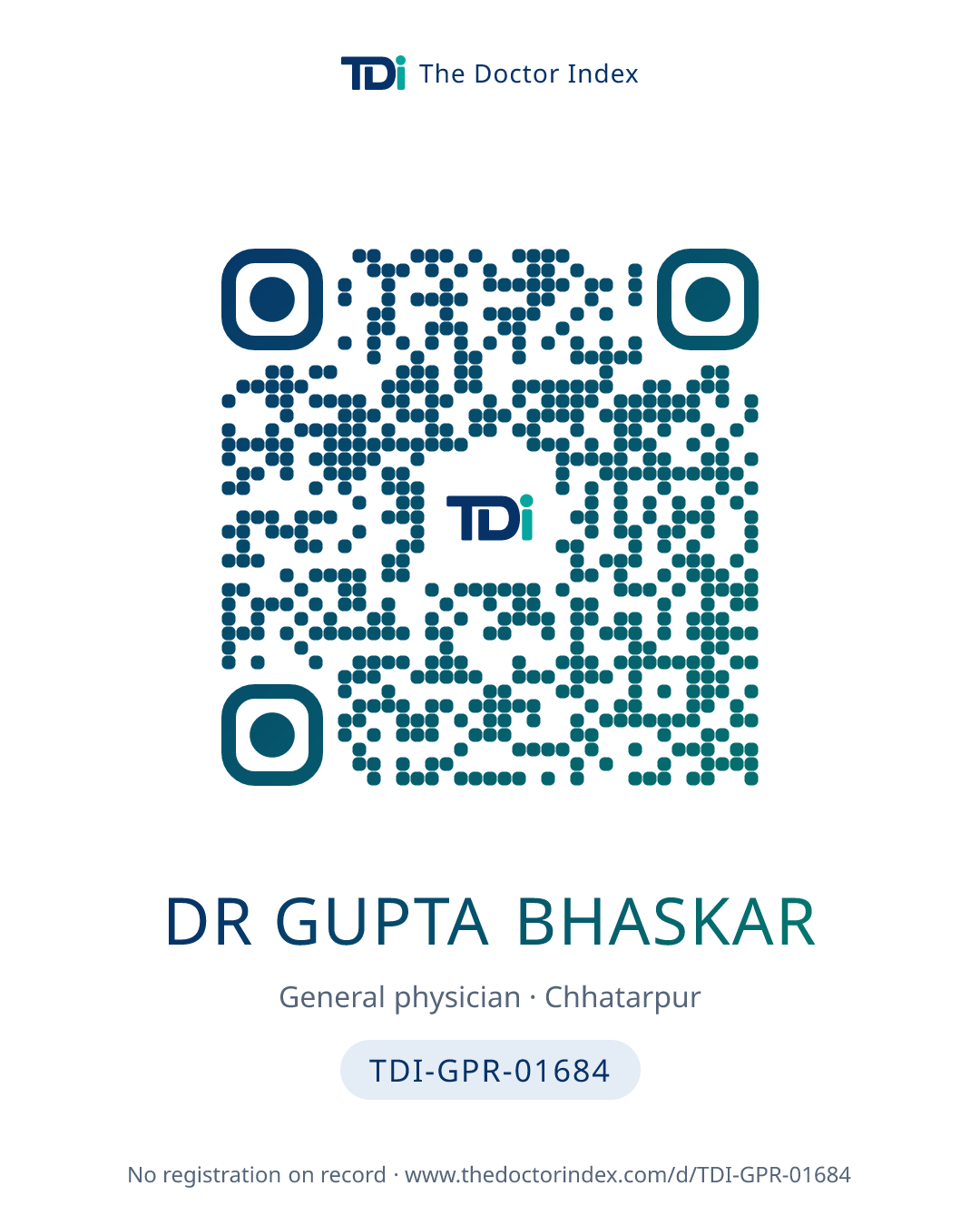 QR card for Dr Gupta Bhaskar, TDI-GPR-01684