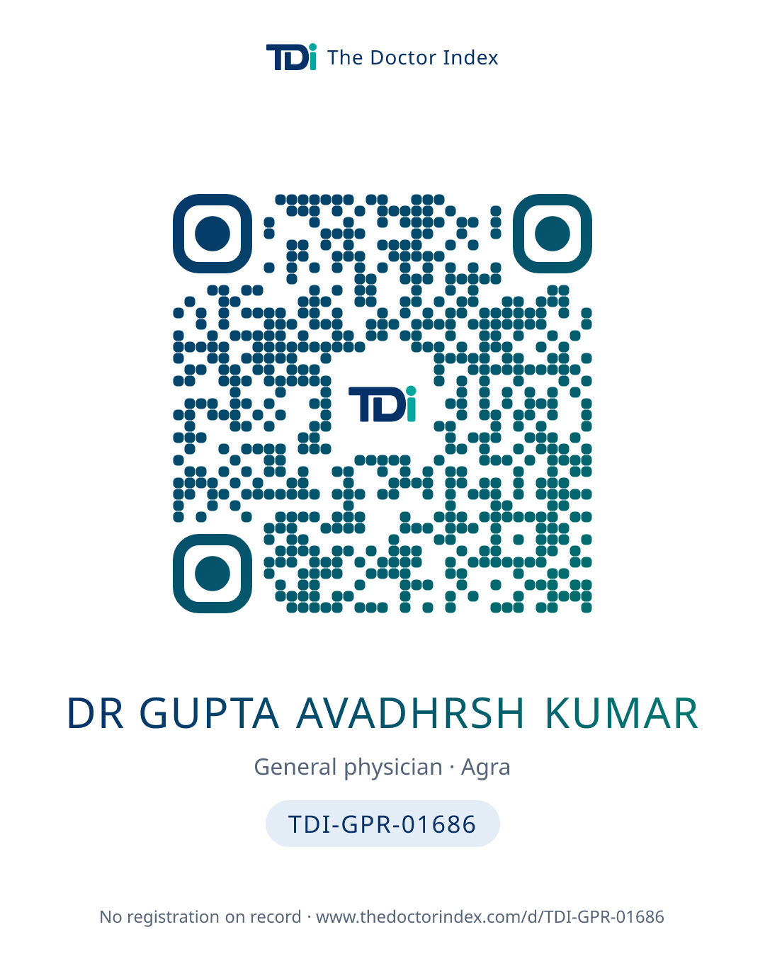 QR card for Dr Gupta Avadhrsh Kumar, TDI-GPR-01686