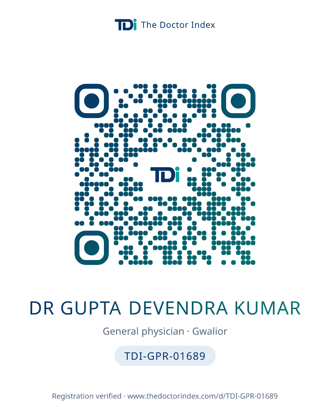 QR card for Dr Gupta Devendra Kumar, TDI-GPR-01689