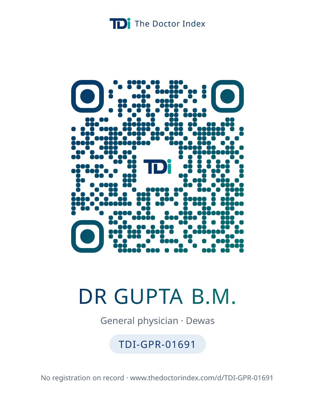 QR card for Dr Gupta B.M., TDI-GPR-01691