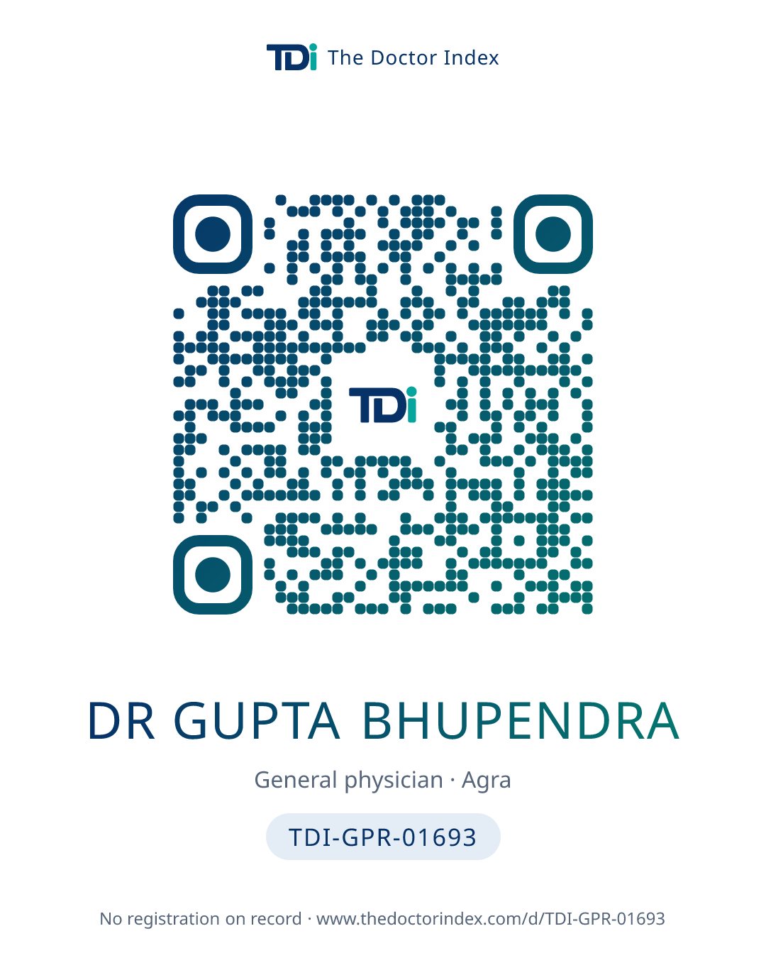 QR card for Dr Gupta Bhupendra, TDI-GPR-01693