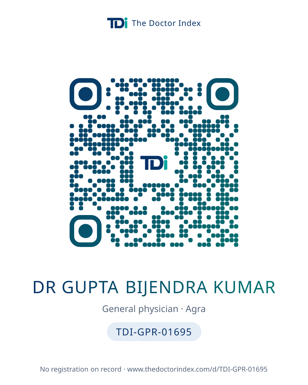 QR card for Dr Gupta Bijendra Kumar, TDI-GPR-01695