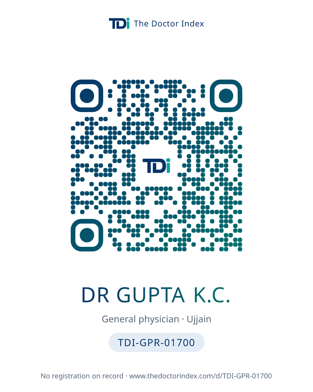 QR card for Dr Gupta K.C., TDI-GPR-01700