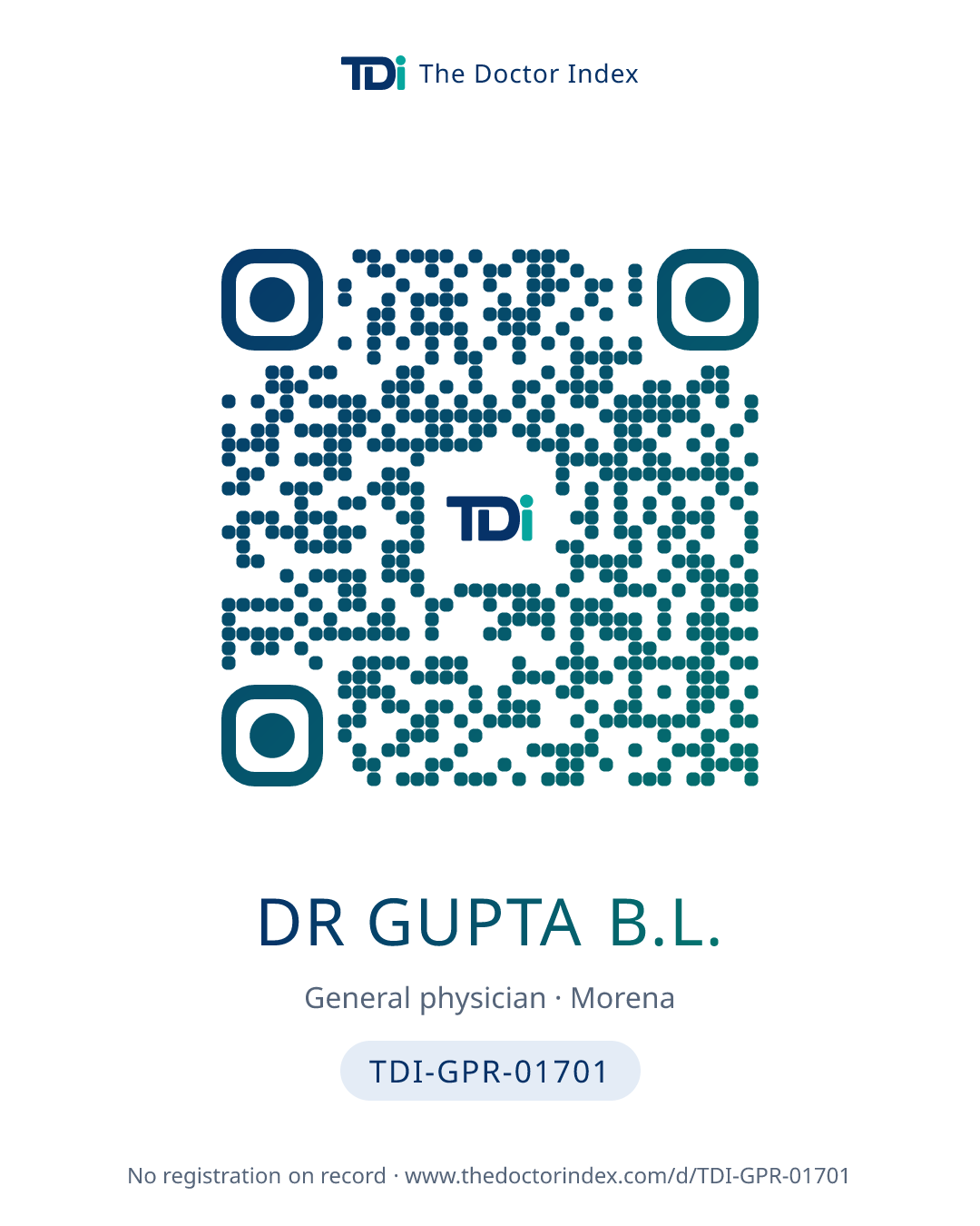QR card for Dr Gupta B.L., TDI-GPR-01701