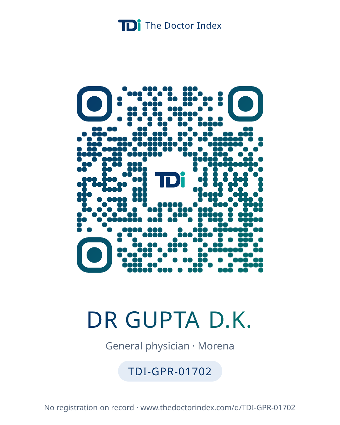 QR card for Dr Gupta D.K., TDI-GPR-01702