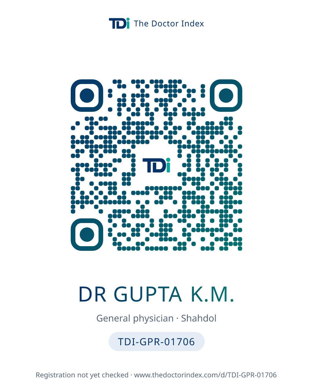 QR card for Dr Gupta K.M., TDI-GPR-01706