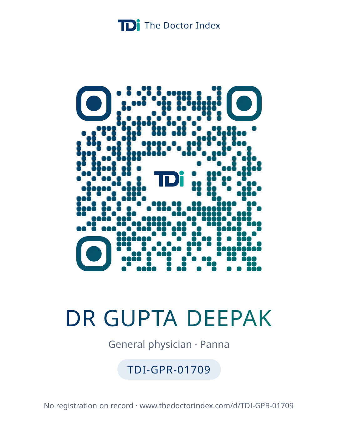 QR card for Dr Gupta Deepak, TDI-GPR-01709