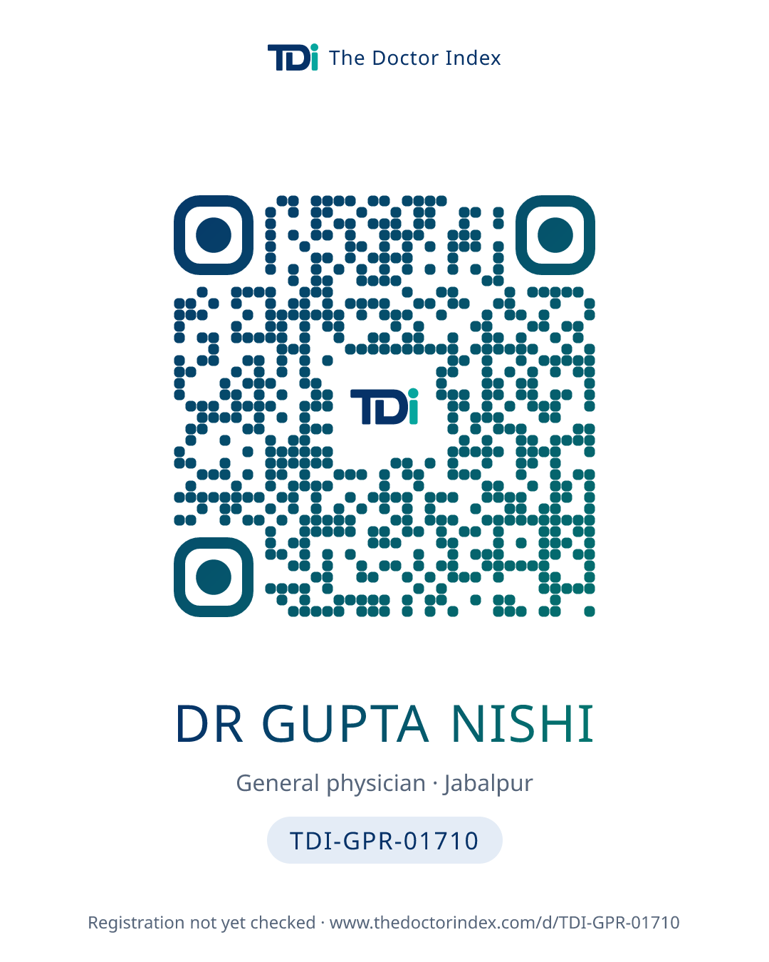 QR card for Dr Gupta Nishi, TDI-GPR-01710