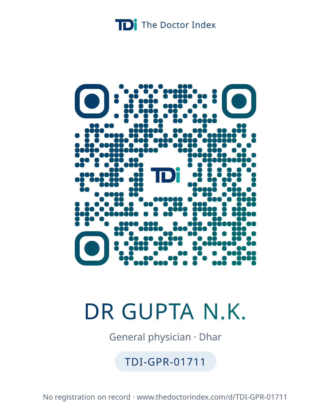 QR card for Dr Gupta N.K., TDI-GPR-01711