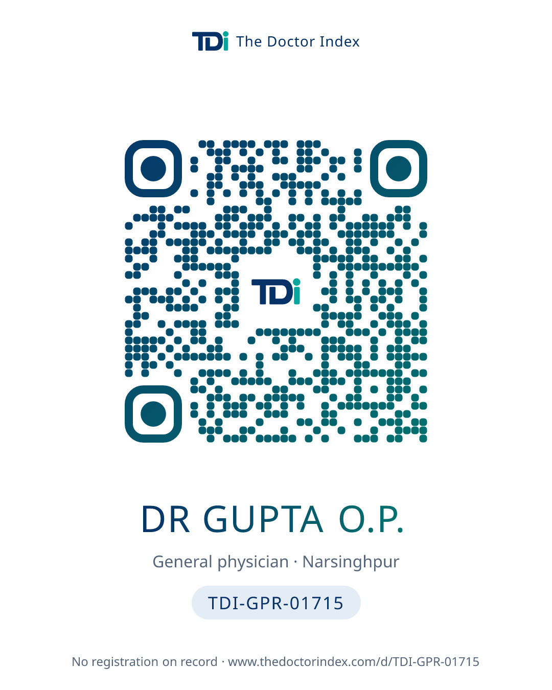 QR card for Dr Gupta O.P., TDI-GPR-01715