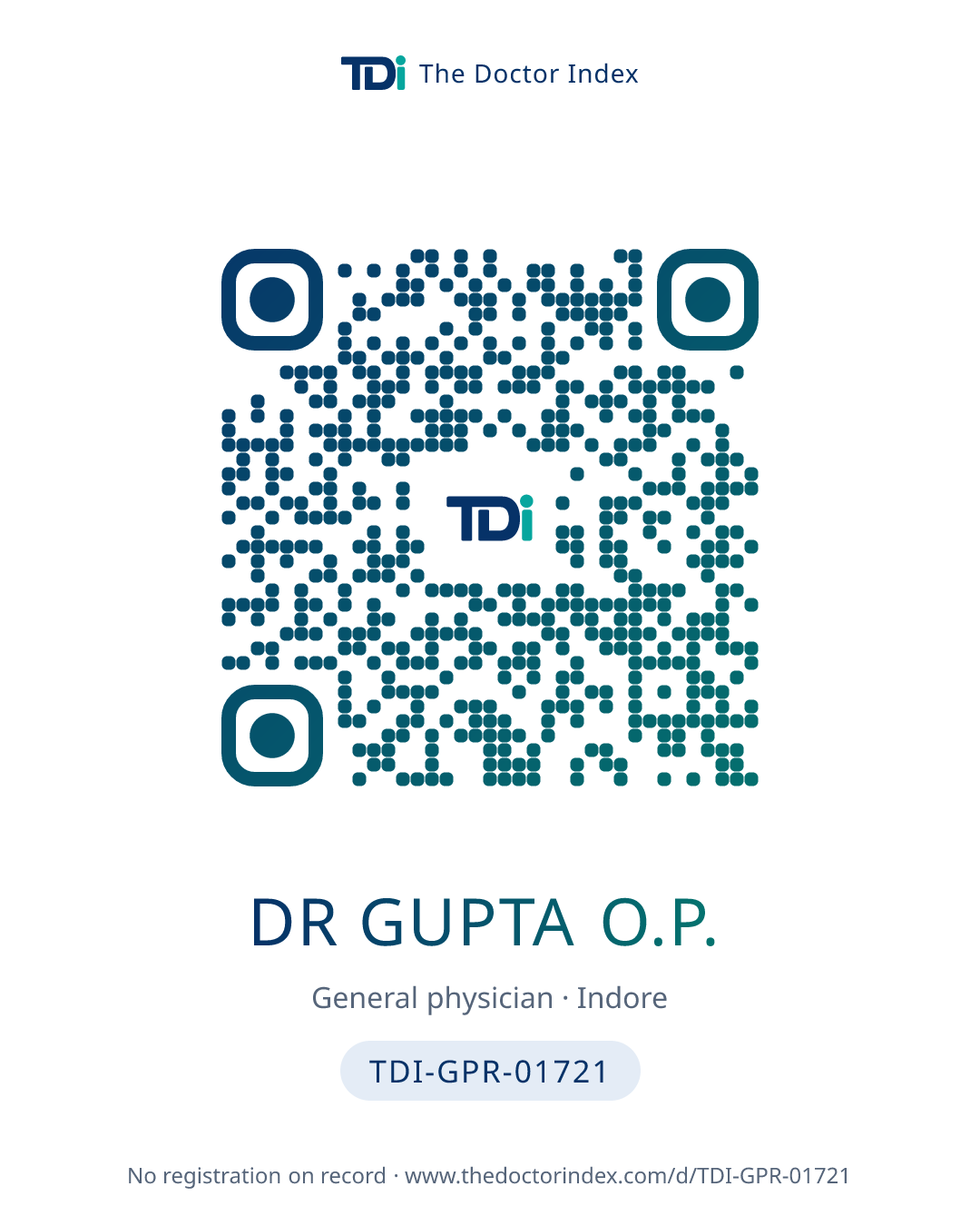 QR card for Dr Gupta O.P., TDI-GPR-01721
