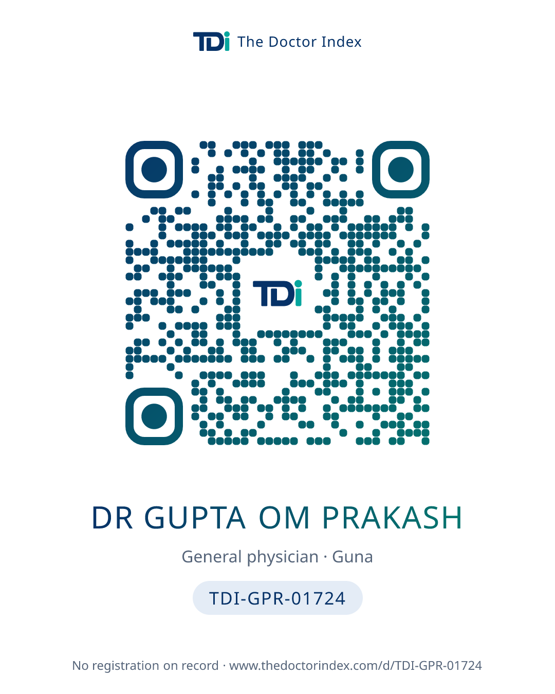 QR card for Dr Gupta Om Prakash, TDI-GPR-01724