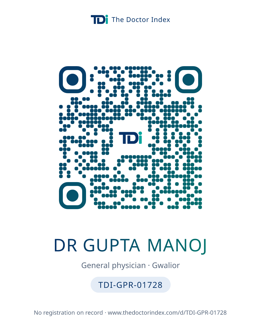 QR card for Dr Gupta Manoj, TDI-GPR-01728