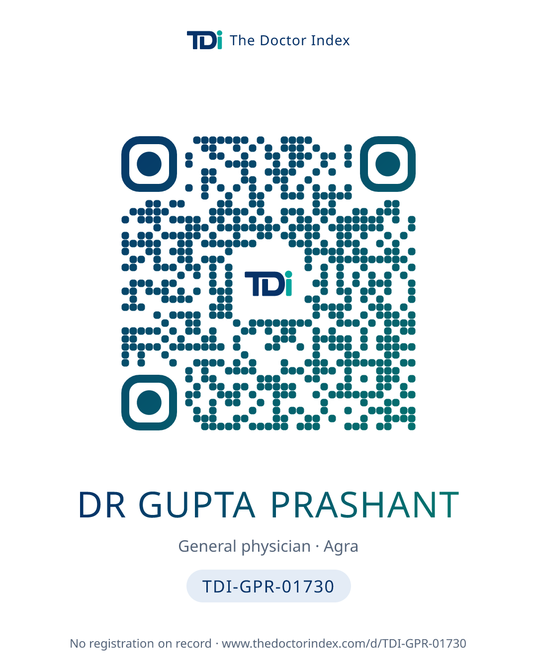 QR card for Dr Gupta Prashant, TDI-GPR-01730