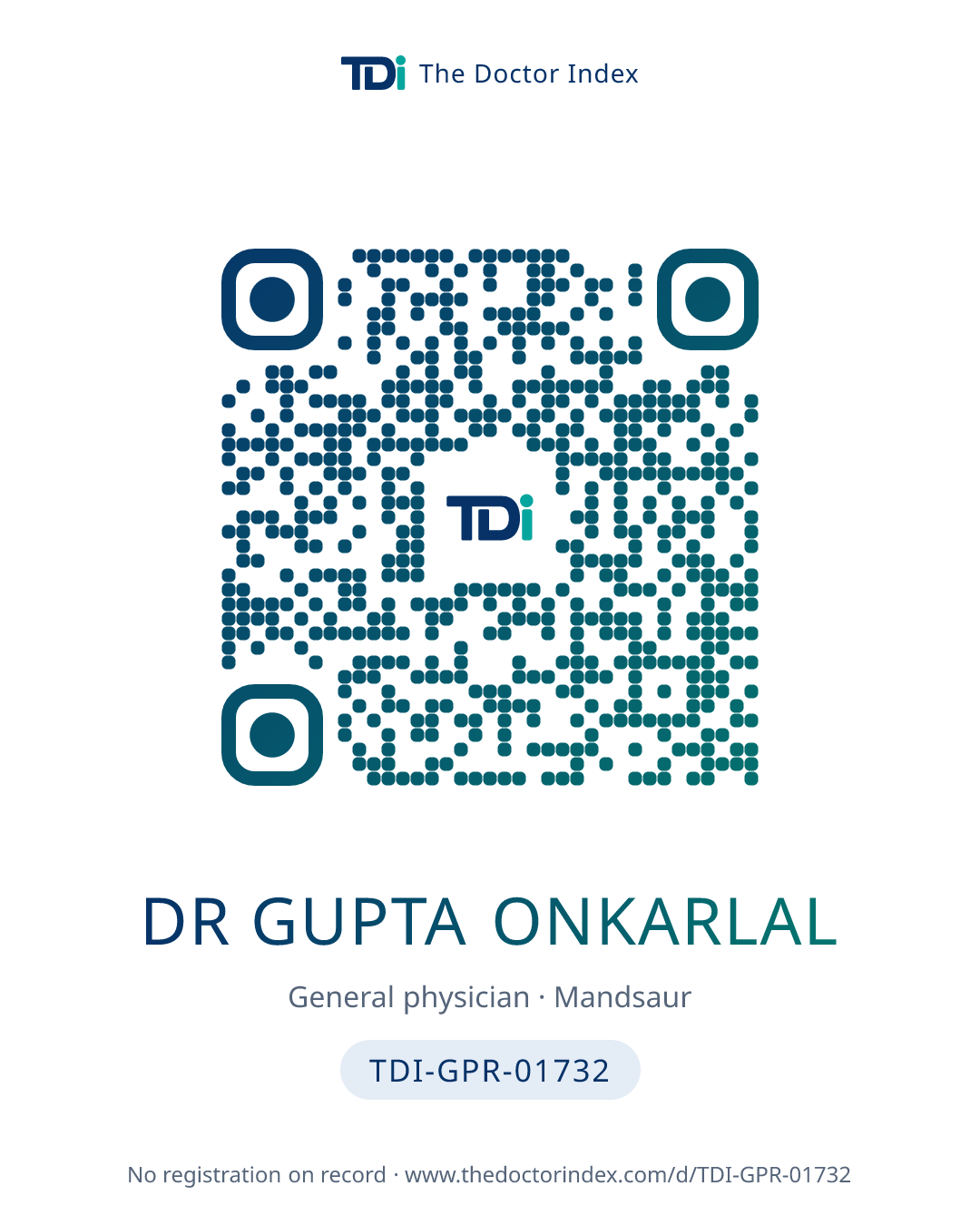 QR card for Dr Gupta Onkarlal, TDI-GPR-01732