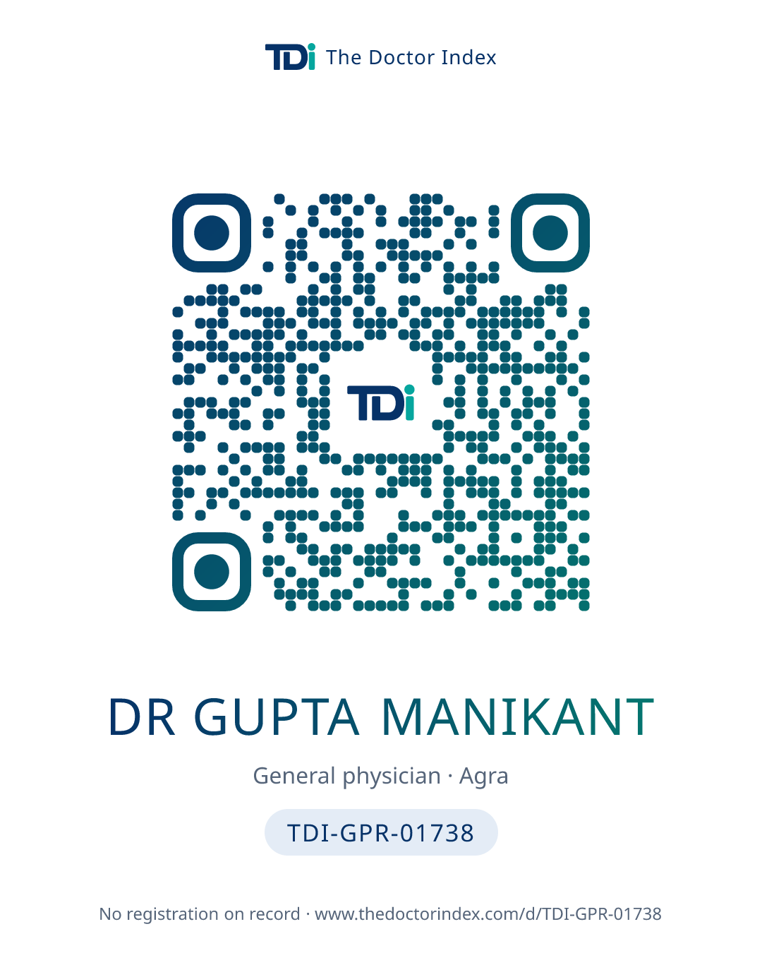 QR card for Dr Gupta Manikant, TDI-GPR-01738