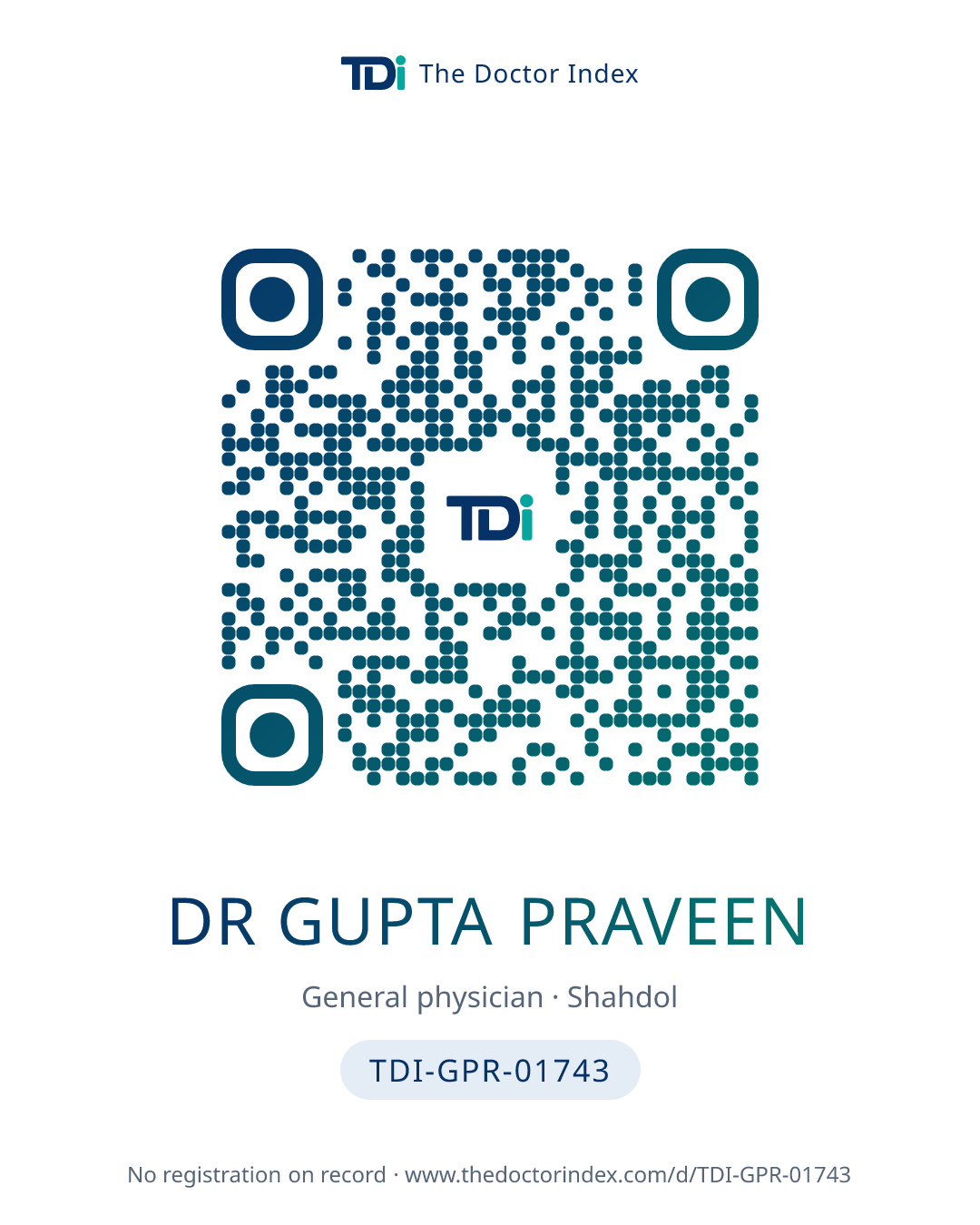 QR card for Dr Gupta Praveen, TDI-GPR-01743