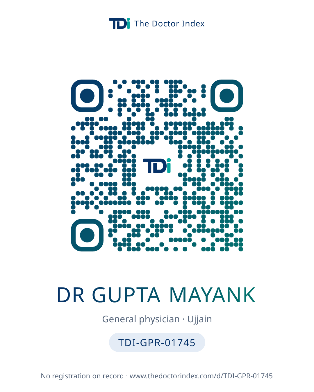QR card for Dr Gupta Mayank, TDI-GPR-01745