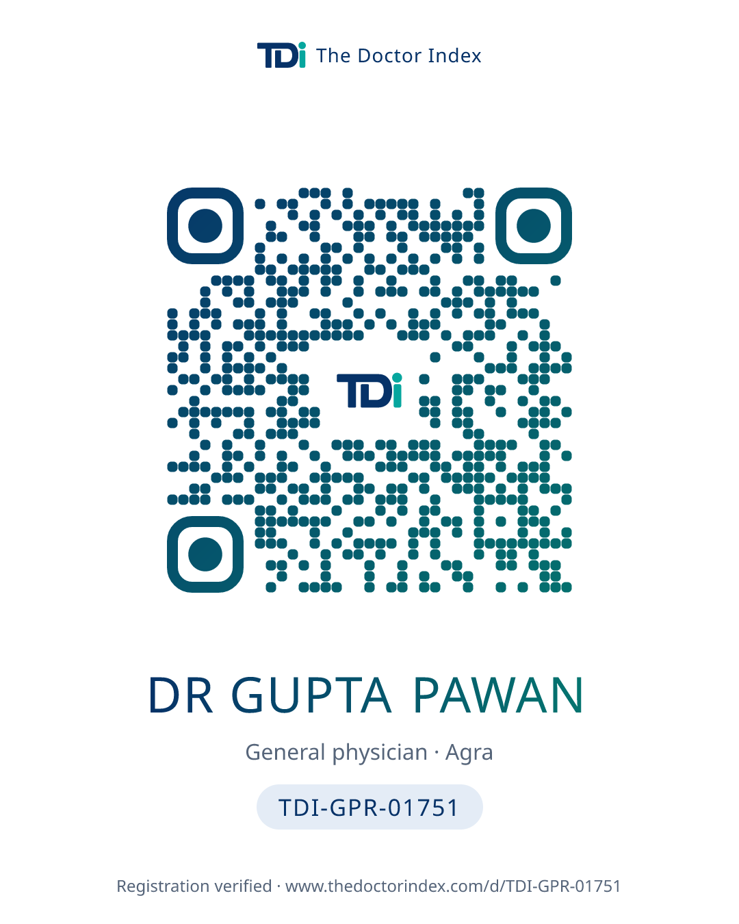 QR card for Dr Gupta Pawan, TDI-GPR-01751
