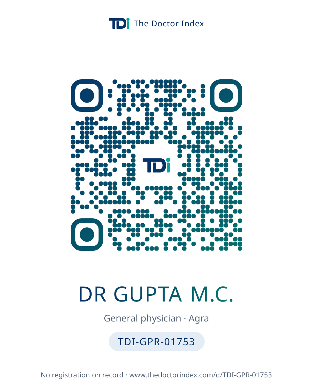 QR card for Dr Gupta M.C., TDI-GPR-01753