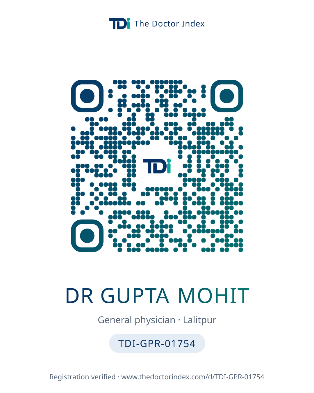 QR card for Dr Gupta Mohit, TDI-GPR-01754