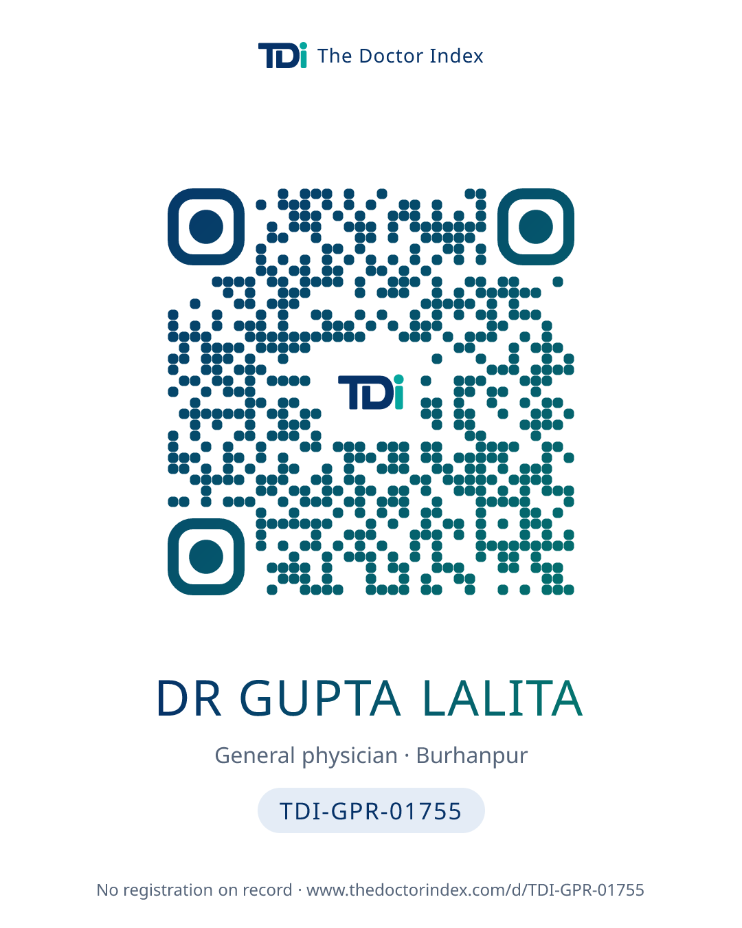 QR card for Dr Gupta Lalita, TDI-GPR-01755