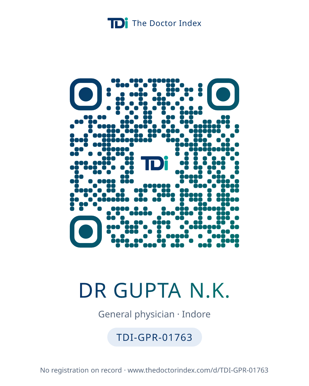 QR card for Dr Gupta N.K., TDI-GPR-01763