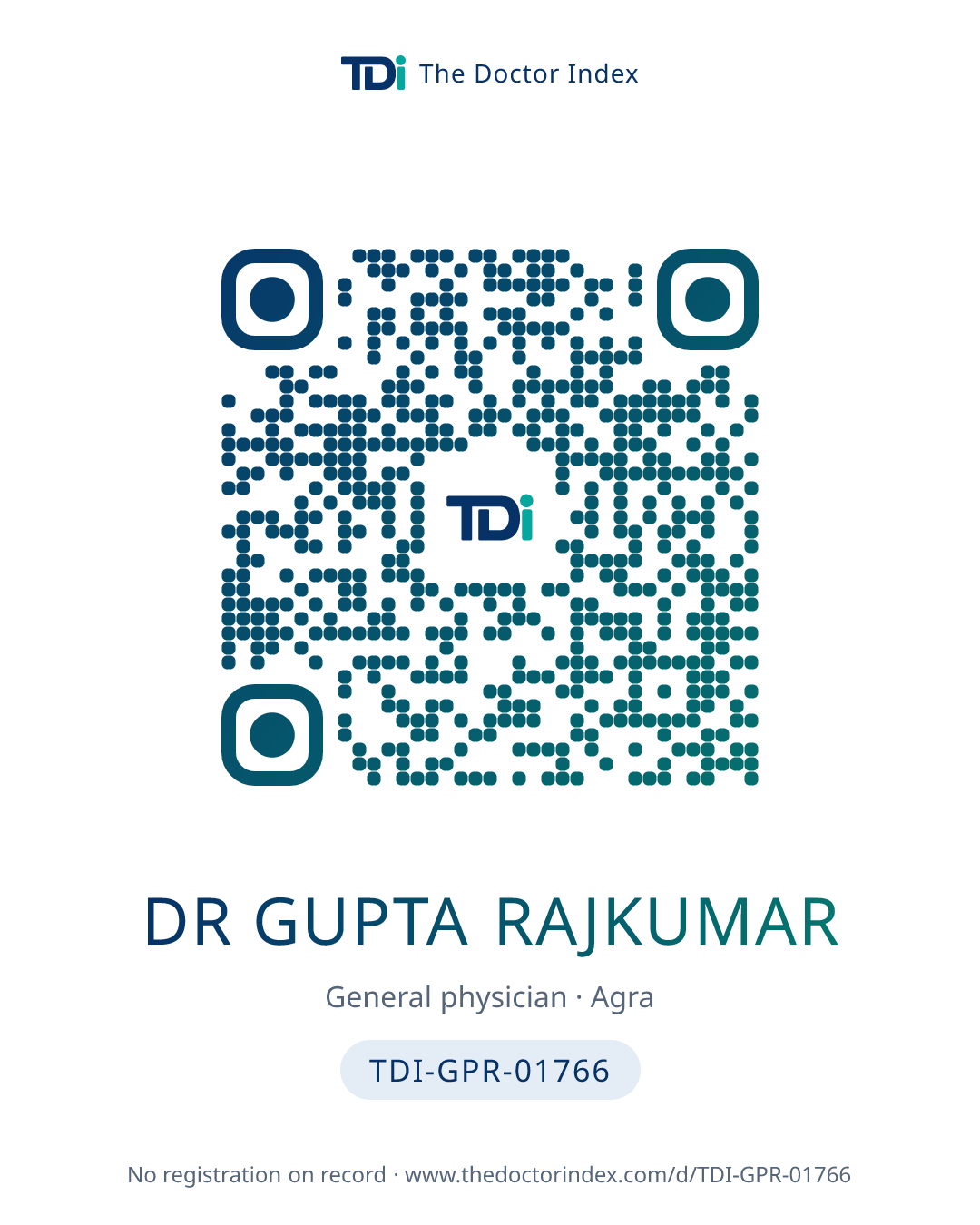 QR card for Dr Gupta Rajkumar, TDI-GPR-01766