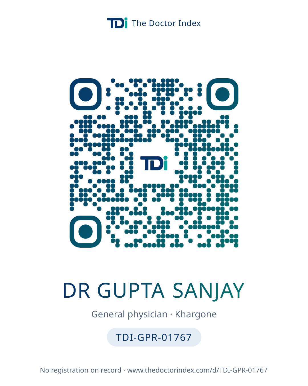 QR card for Dr Gupta Sanjay, TDI-GPR-01767