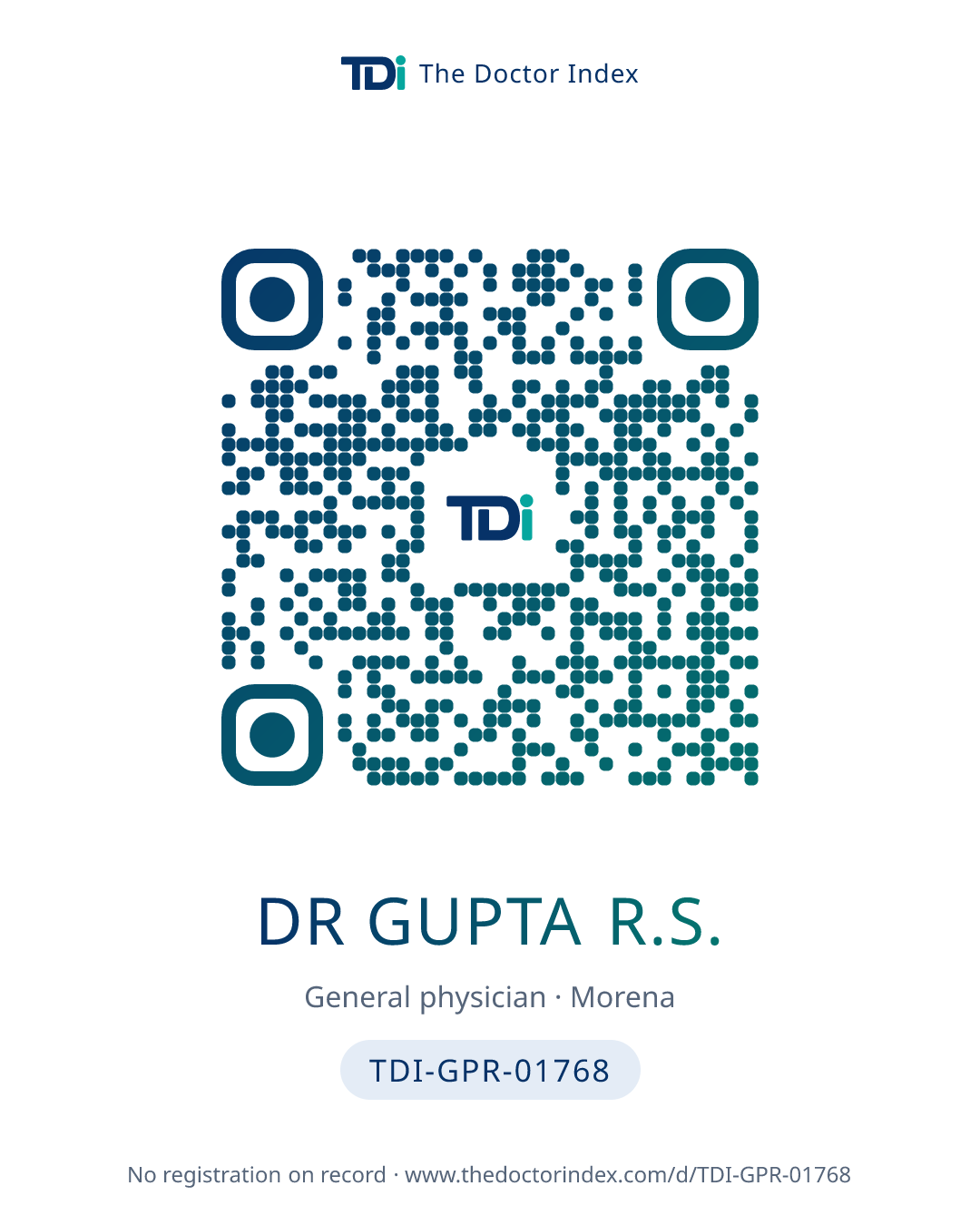 QR card for Dr Gupta R.S., TDI-GPR-01768