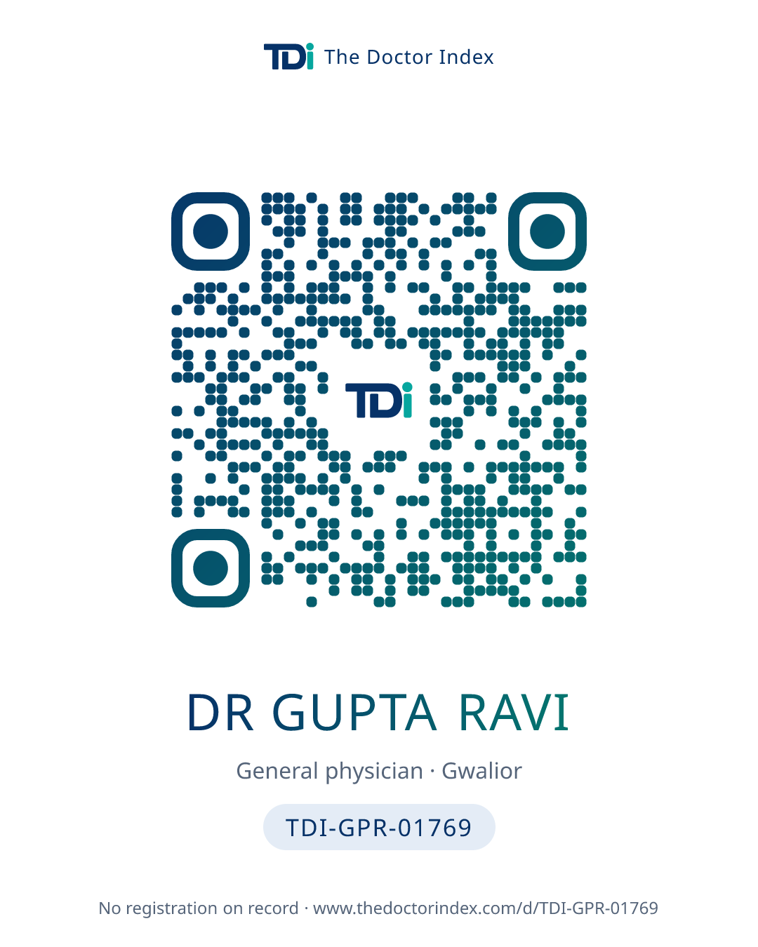 QR card for Dr Gupta Ravi, TDI-GPR-01769