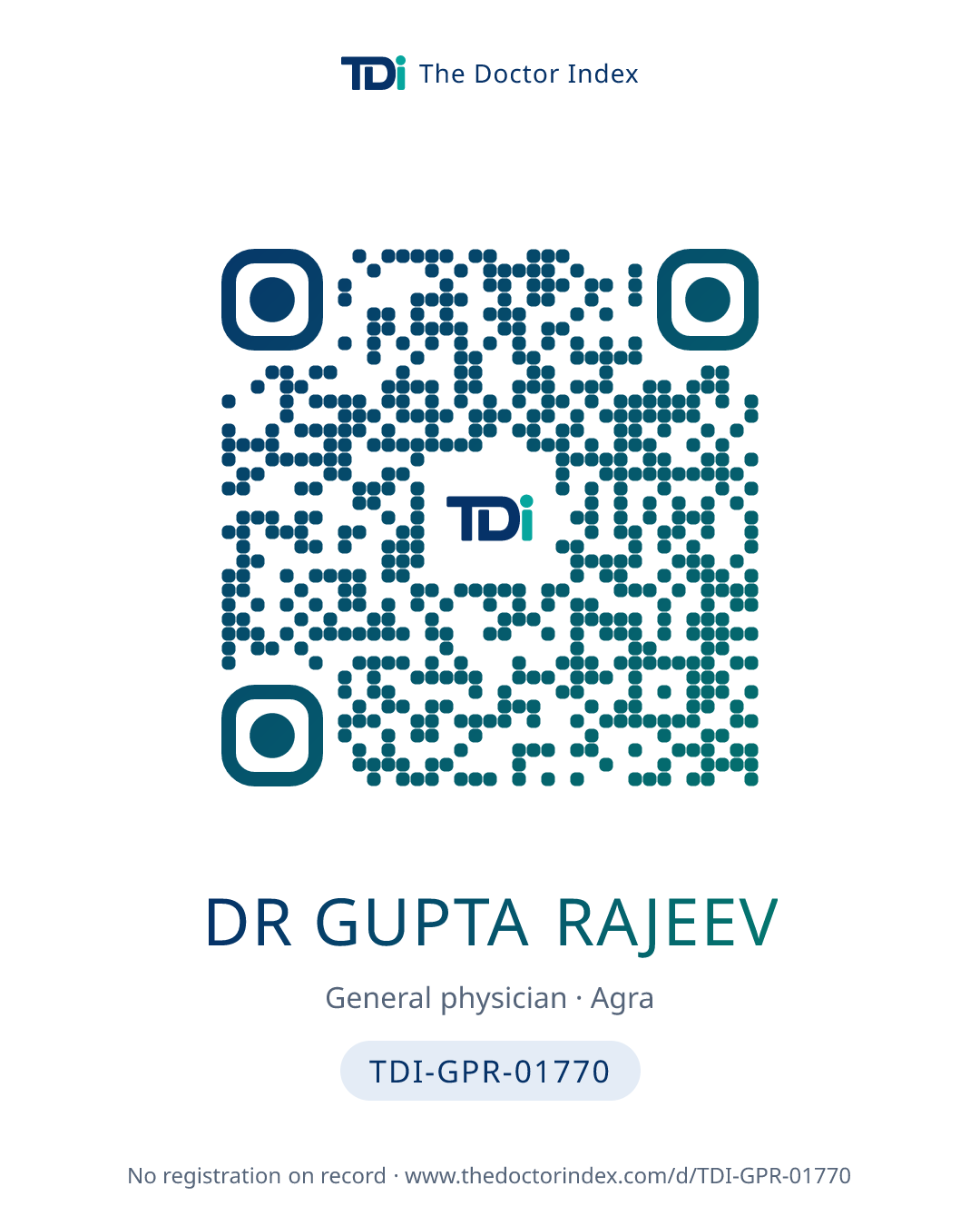 QR card for Dr Gupta Rajeev, TDI-GPR-01770