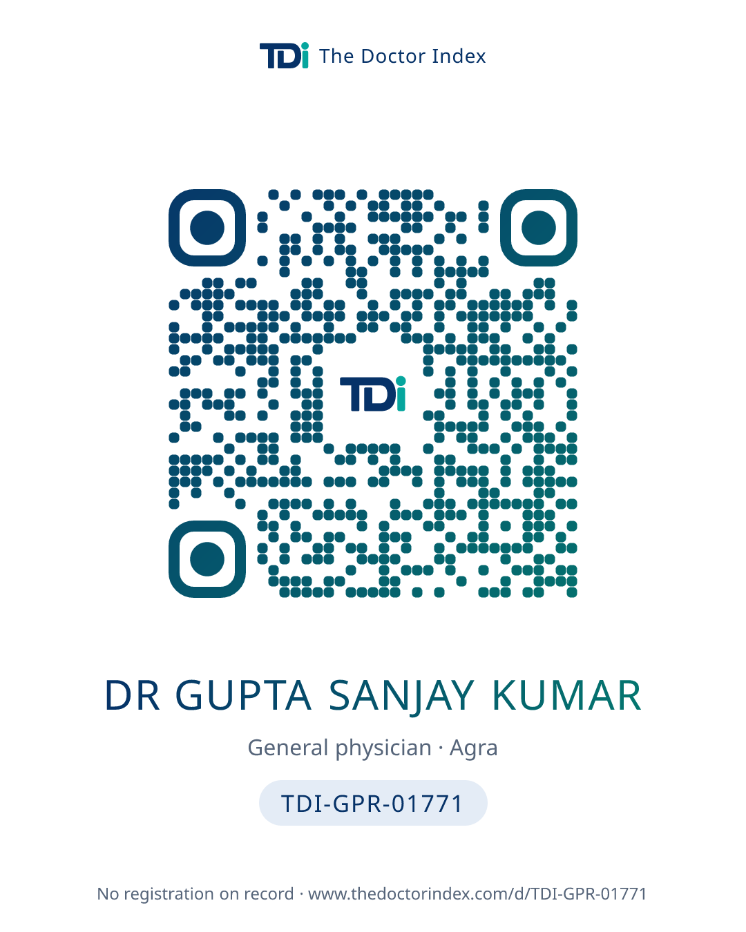 QR card for Dr Gupta Sanjay Kumar, TDI-GPR-01771