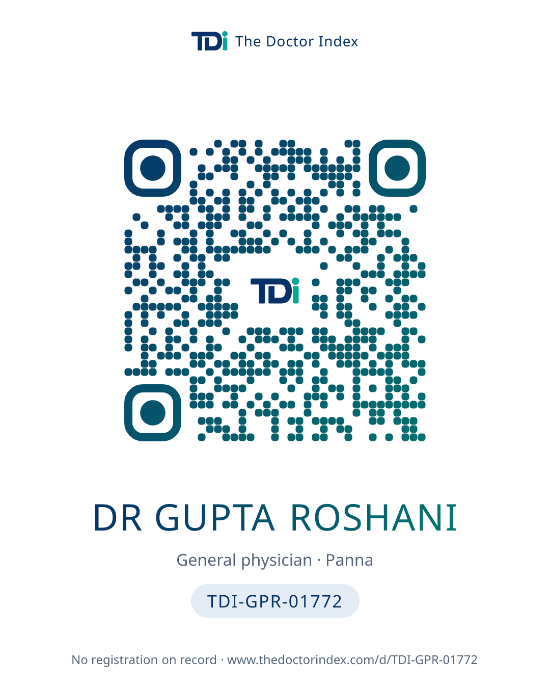 QR card for Dr Gupta Roshani, TDI-GPR-01772