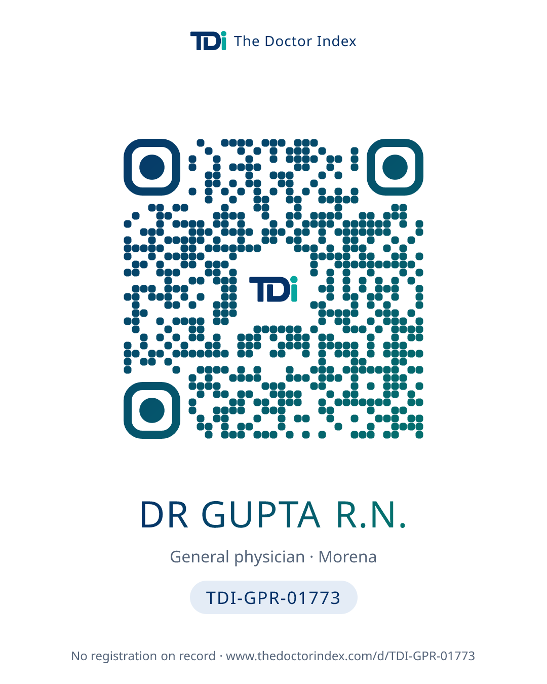QR card for Dr Gupta R.N., TDI-GPR-01773