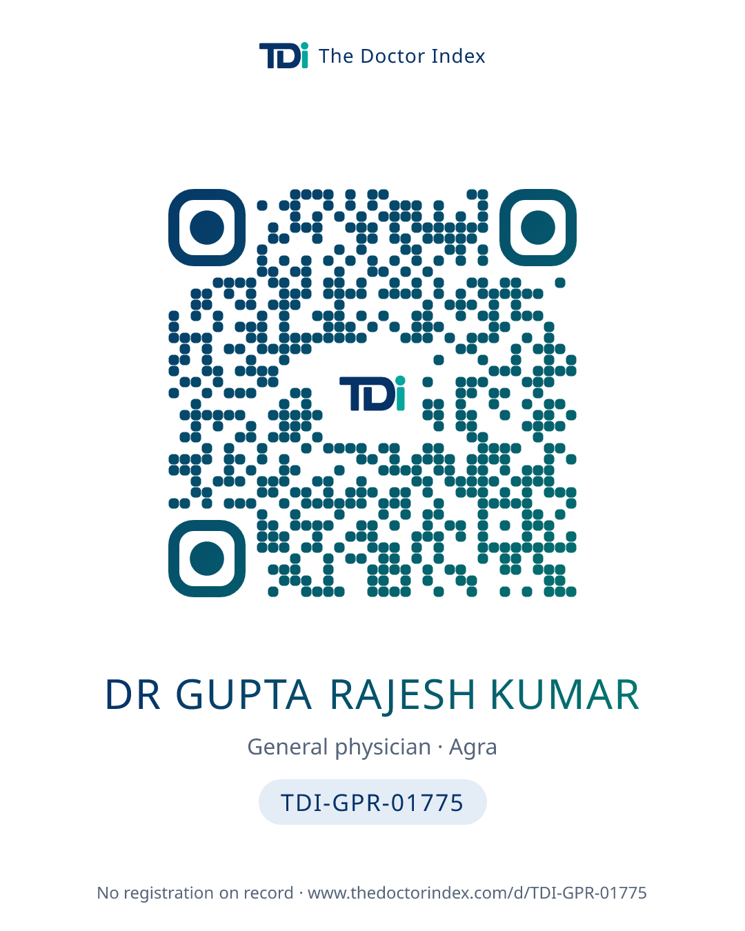 QR card for Dr Gupta Rajesh Kumar, TDI-GPR-01775