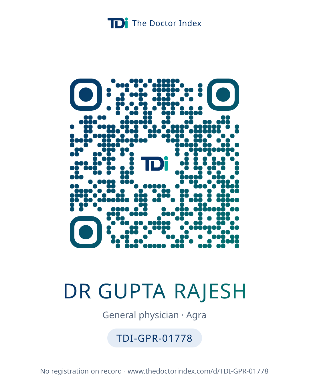 QR card for Dr Gupta Rajesh, TDI-GPR-01778