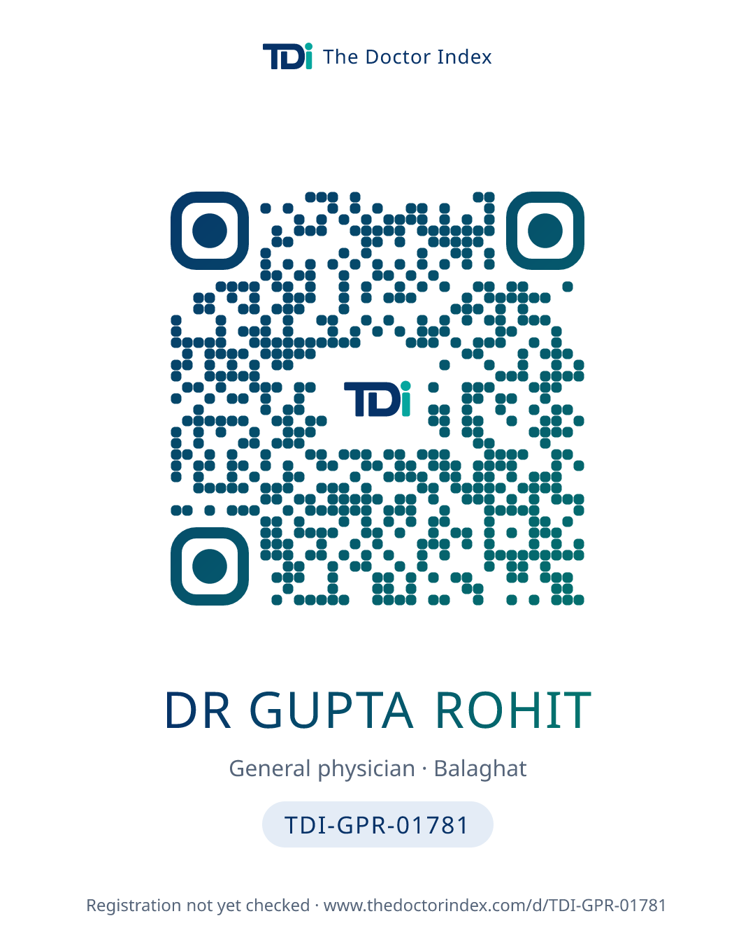 QR card for Dr Gupta Rohit, TDI-GPR-01781