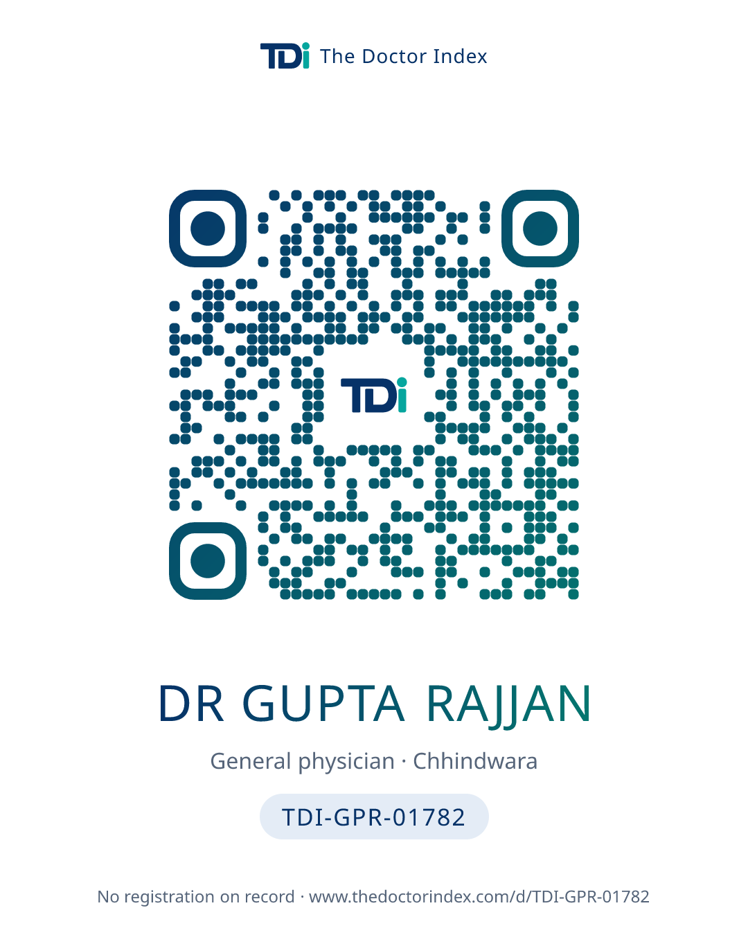 QR card for Dr Gupta Rajjan, TDI-GPR-01782